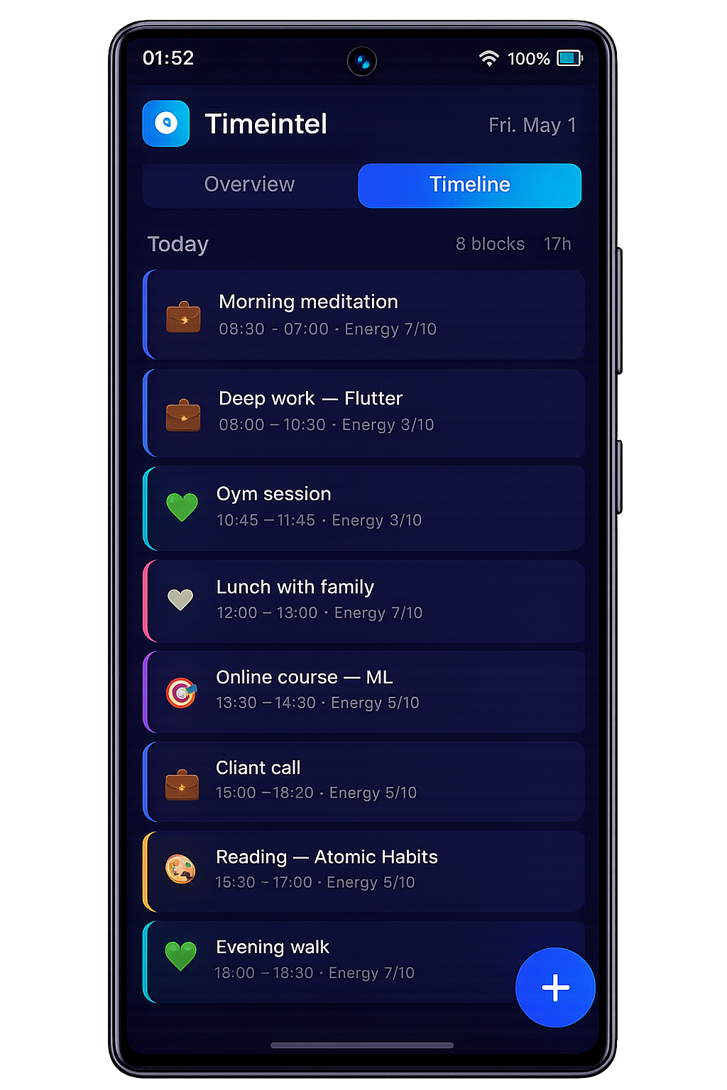 TimeIntel Timeline — Daily Activity Log